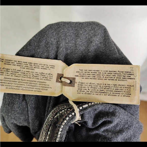 AllSaints Siri Hand Embellished Vest Mini Dress Charcoal Grey UK Size 12 New - Picture 9 of 10